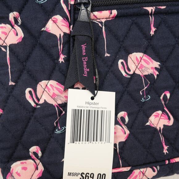 NEW Vera Bradley Pink Flamingo Crossbody Purse Fiesta Hipster Navy Handbag - Picture 3 of 7